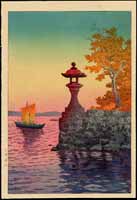 Fishing Boat Returning at Sunset, Yabashi