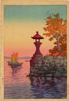 Fishing Boat Returning at Sunset, Yabashi